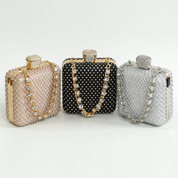 Square Shaped Rhinestone Party Clutch Image